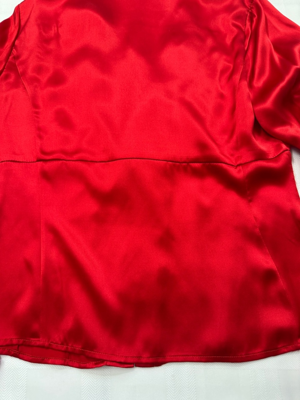 Anne Klein Red Satin Ruffled Button-Front Blouse - Picture 16 of 16